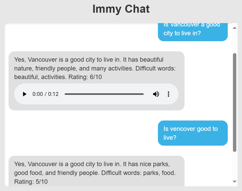 Immy Chat — English conversation